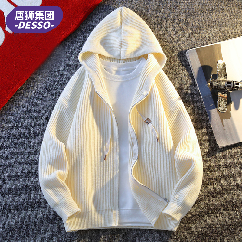 Tangshi Group Desso 2026 Cardigan Jacket for Men, Spring and Autumn Hooded Knit Jacket, Men's Spring and Autumn Top Jacket