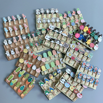 ins cartoon decoration small wood clip photo clip with hemp rope room dormitory Classroom diy photo wall clip