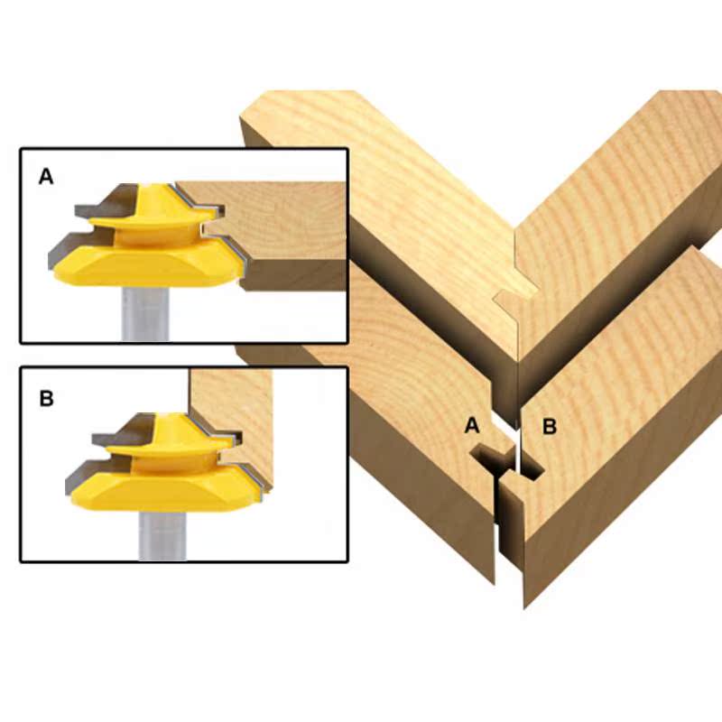 New bevel tenon joint knife 45 degree jigsaw high-grade woodworking milling cutter 1 2 handle 1 4 handle line knife right angle knife