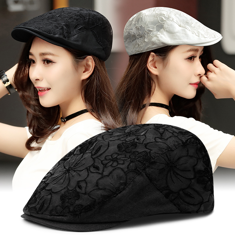 Hat female summer lace flower beret Korean version casual sun protection light sun hat outdoor out of the cap