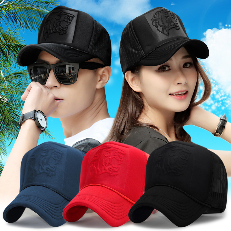 Cap Men's hat Summer tiger head embossed hat Male Visor Baseball cap Female high breathable mesh cap