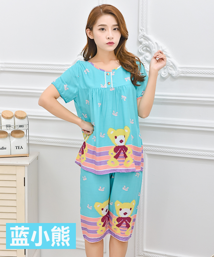 Ladies Pyjamas Summer Đặt Bông Ngắn Tay Áo Quần Short Dành Cho Người Lớn Hàn Quốc Cotton Silk Home Mặc XL Siêu mỏng