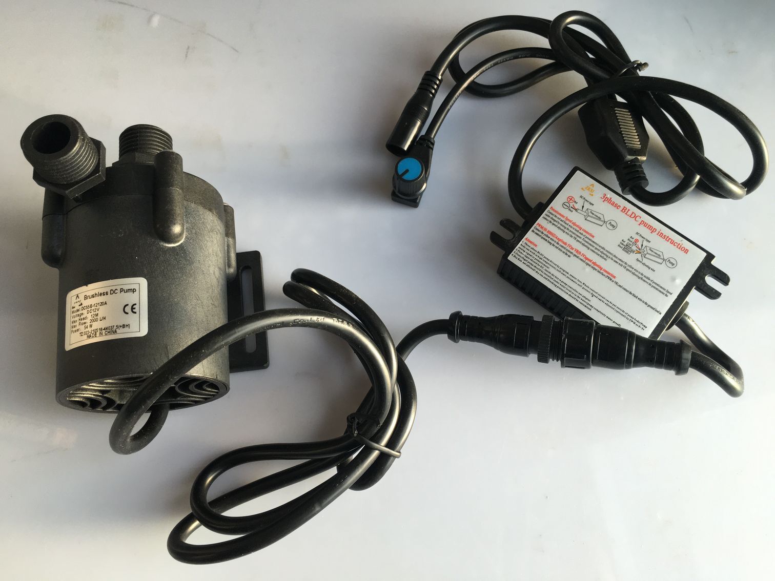 12VDC Adjustable Speed ​​Brushless DC Water Pump DC55E-12120A 54W 12m 2000L H Low Noise