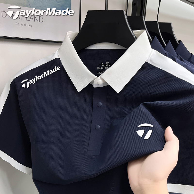 Taylormade Taylormade Golf Short-Sleeved Color-Blocked Lapel Polo Shirt Summer Breathable Outdoor Sports T-Shirt Taylormade Taylormade Golf Short-Sleeved Color-Blocked Lapel Polo Shirt Summer Breathable Outdoor Sports T-Shirt