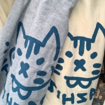 Big Only Pig At Home Original Strong Strong Cat Cartoon Graffiti Men And Women Lovers Cute Loose 100 Lap Pure Cotton T-shirt