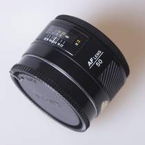 Minolta Minolta AF 50mm f1 7 full frame large aperture classic fixed focus portrait automatic lens used