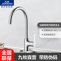 Jiu Mu Faucet All Copper Mixed Water Valve Kitchen Faucet Hot and Cold Wash Water Faucet Splash Head 3336