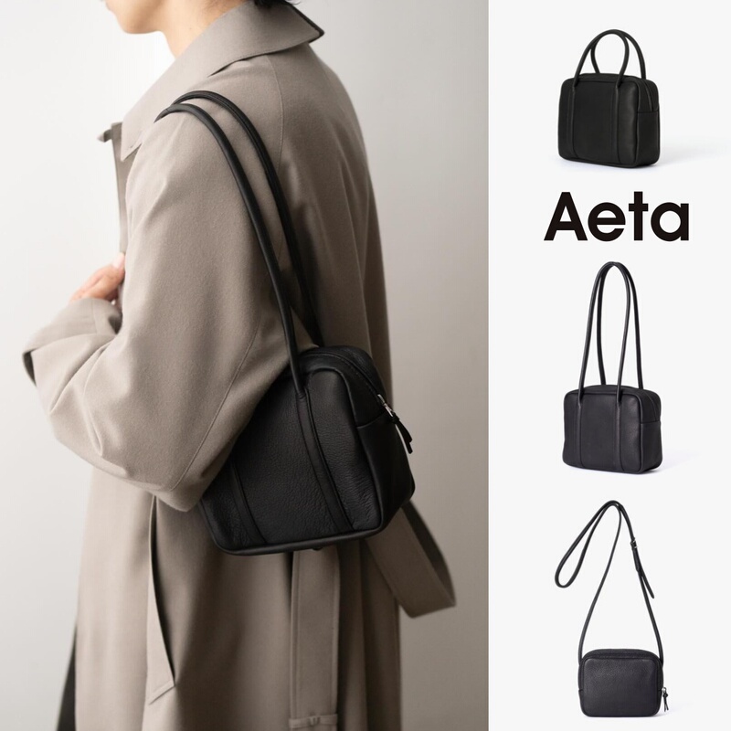 Japanese Genuine Aeta Suede Small Square Bag with Long and Short Handles, Single Shoulder Crossbody Bag, Vintage Boston Bowling Bag