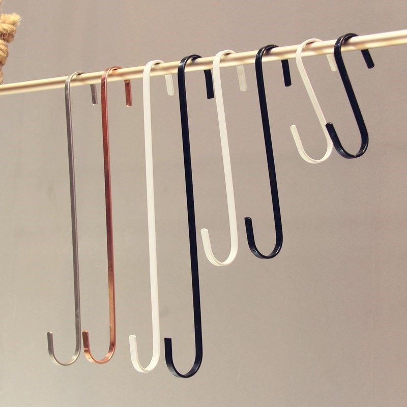 Flat hook Lengthened S hook hook Black and white clothing store hook s hook Flat s hook clothes hook Display shelf S hook