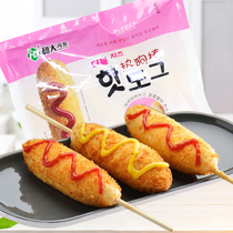 Cheese hot dog sticks 5 popping pulp Korean Net red fried semi-finished snacks cheese brushed sticks commercial fried skewers