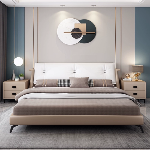 Американская легкая роскошная кровать главная спальня настоящая деревянная кровать 1,8 метра двуспальная кровать современная минималистская 1,5 метра простая европейская кровать принцесса свадебная кровать