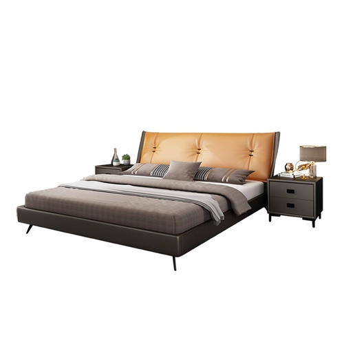 Итальянская минималистская кожаная кровать современная простая кожаная кровать легкая роскошная двуспальная кровать 1,8 метра главная спальня северная маленькая квартира Свадебная кровать