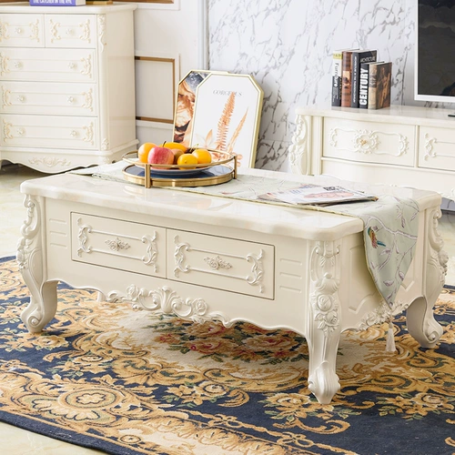 Европейский стиль мраморной телевизионный шкаф Группа кофейный столик Группа Гостиная простая земля французская простая европейская телевизионная комбинация