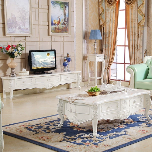 Европейский мраморный журнальный столик, комбинация шкафа для телевизора, простая европейская маленькая квартира, гостиная из массива дерева, современный простой гарнитур для гостиной