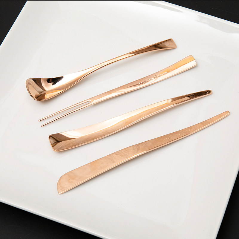 Spot Japanese import URBAN Nordic minimalist rose gold stainless steel cutlery cake coffee fork spoon SALUS