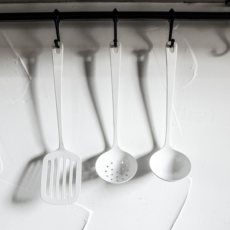 Japan Original Imported High Mulberry Metal Stainless Steel Enamel Glazed Pan Spade Soup Ladle Curry Spoon Silicone Scraper