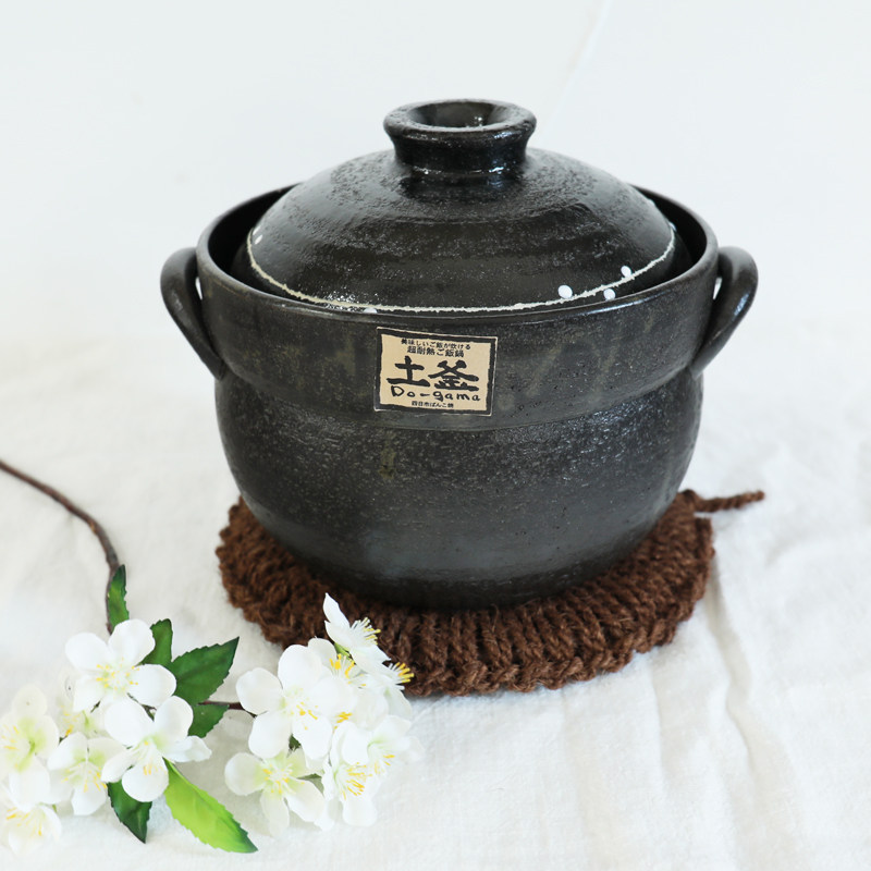 Japan imported small forest earthen pot Wangu burnt black glazed earthenware pot soup yellow stewed chicken rice pot claypot rice casserole