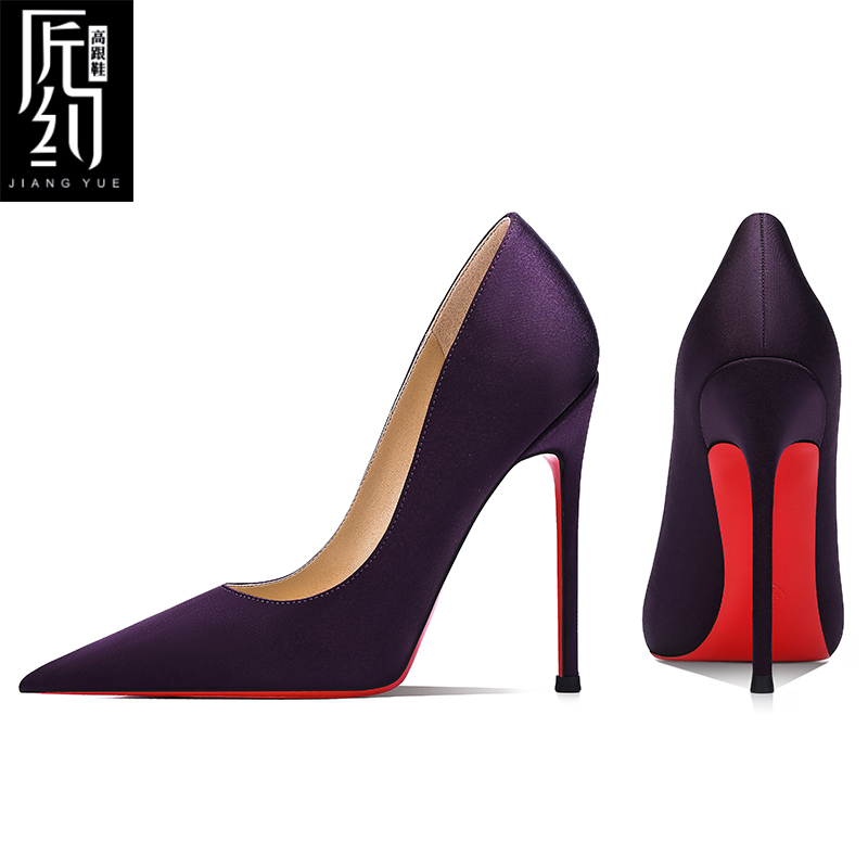 New 2026 Purple Satin Red-Soled High Heels for Women, Stiletto Pointed Toe, Shallow Mouth, Sexy Socialite and Elegant Lady Wedding Shoes New 2026 Purple Satin Red-Soled High Heels for Women, Stiletto Pointed Toe, Shallow Mouth, Sexy Socialite and Elegant Lady Wedding Shoes