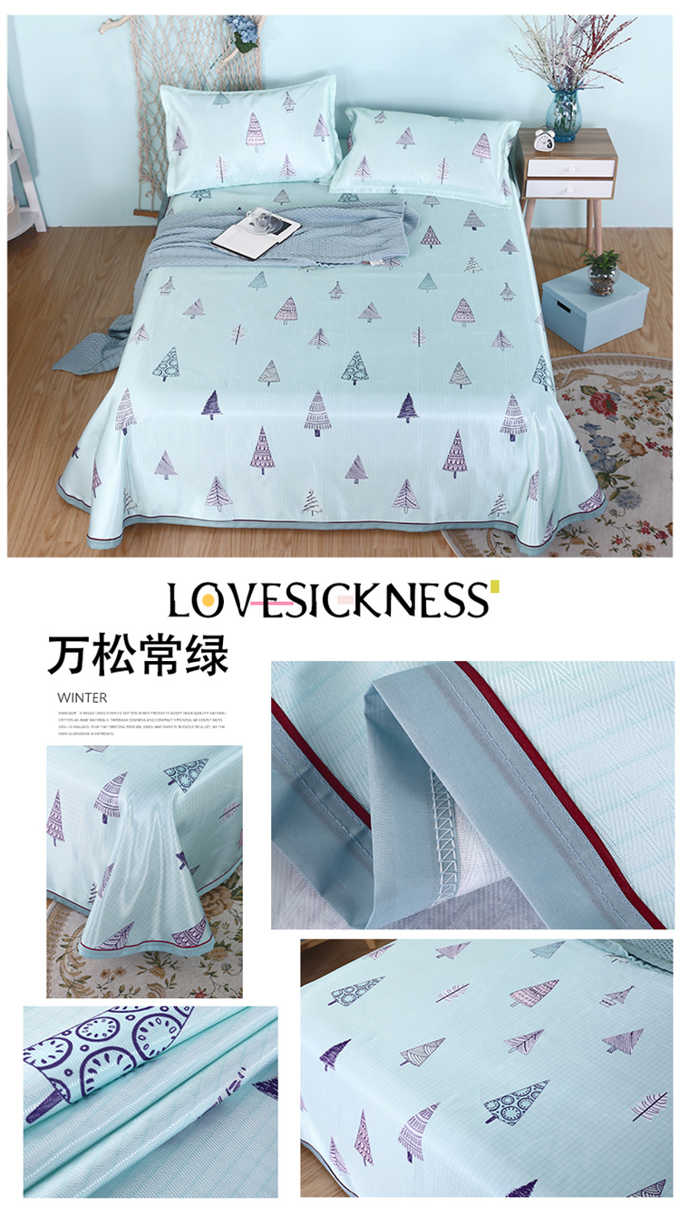 Fu Anna có thể giặt điều hòa Tencel ghế mềm băng lụa mùa hè mat ba mảnh đặt 1,5 gấp mat 1,8 giường đôi - Thảm mùa hè các loại chiếu điều hòa
