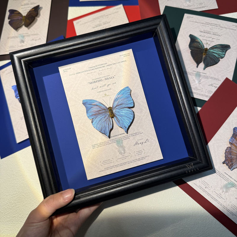Shan Yi Shall Large Blue Morpho Butterfly Replica Butterfly Specimen Photo Frame 3D Display Stand as a Birthday Gift for Girlfriend