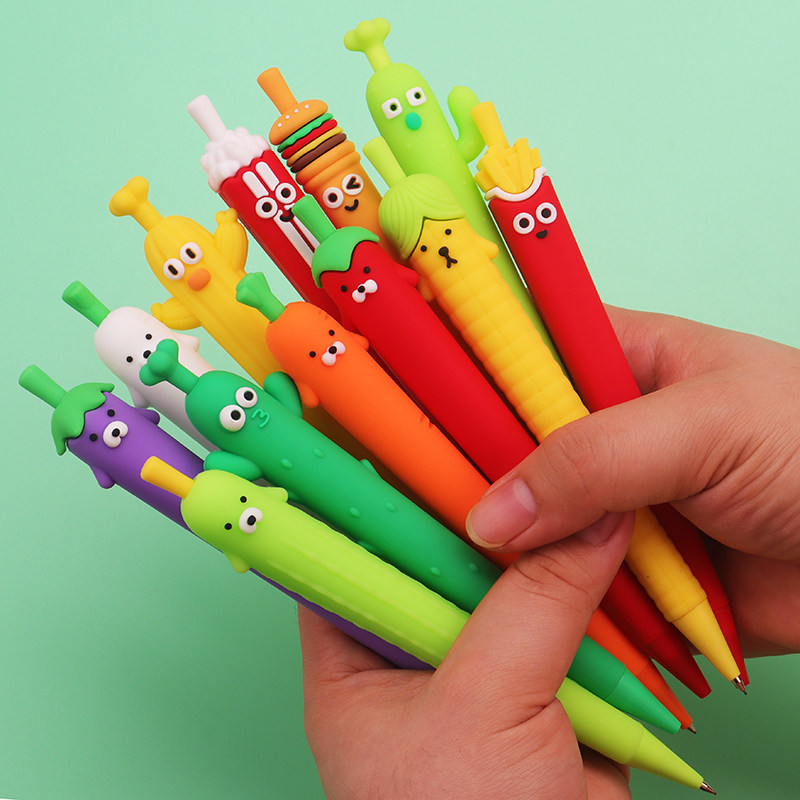 Creative cute soft silicone automatic pencil carrot cactus activity pencil KFC foodie press pencil