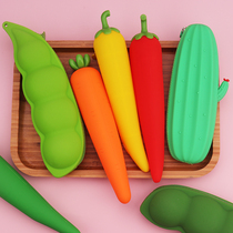 Creative Carrot Soft Silicone Pencil Bag Student Fruit Vegetable Stationery Bag Simple Portable hipster Cute Pencil Bag