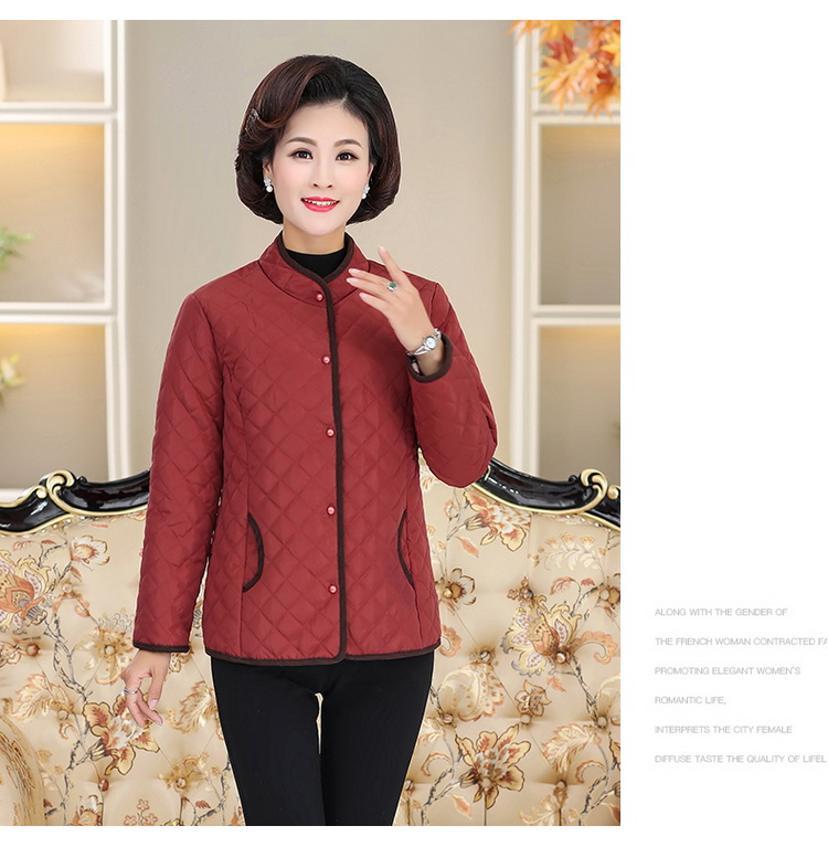 Áo khoác cotton mỏng cho tuổi trung niên và trung niên 60 tuổi 70 áo bà mẹ áo bà già áo khoác cotton đầm dự tiệc cho người lớn tuổi