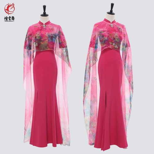 Ципао, классическая длинная шифоновая накидка