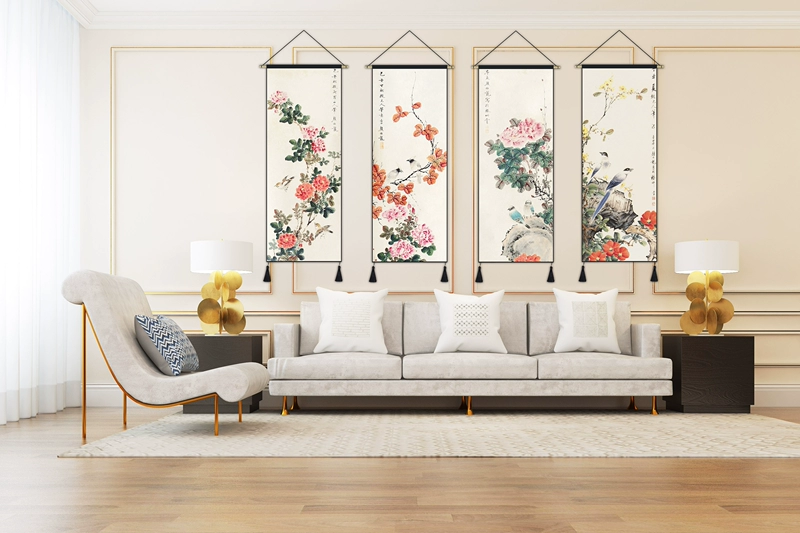 Trung Quốc phong cách Trung Quốc tấm thảm gió treo vải phòng khách trang trí tường vải phòng ngủ đầu giường hoa retro và chim vải sơn - Tapestry thảm vải decor treo tường