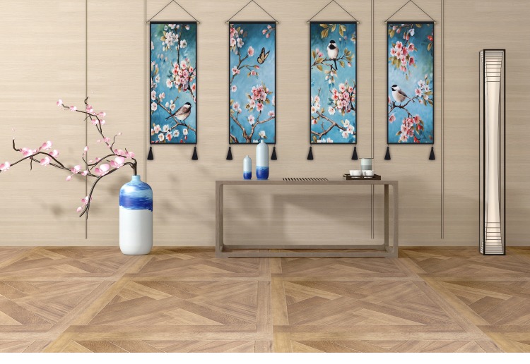 Trung Quốc hoa và chim vải sơn tường trang trí bức tranh B & B treo quốc gia vải gió tấm thảm treo vải nền giường vải thảm treo tường anime