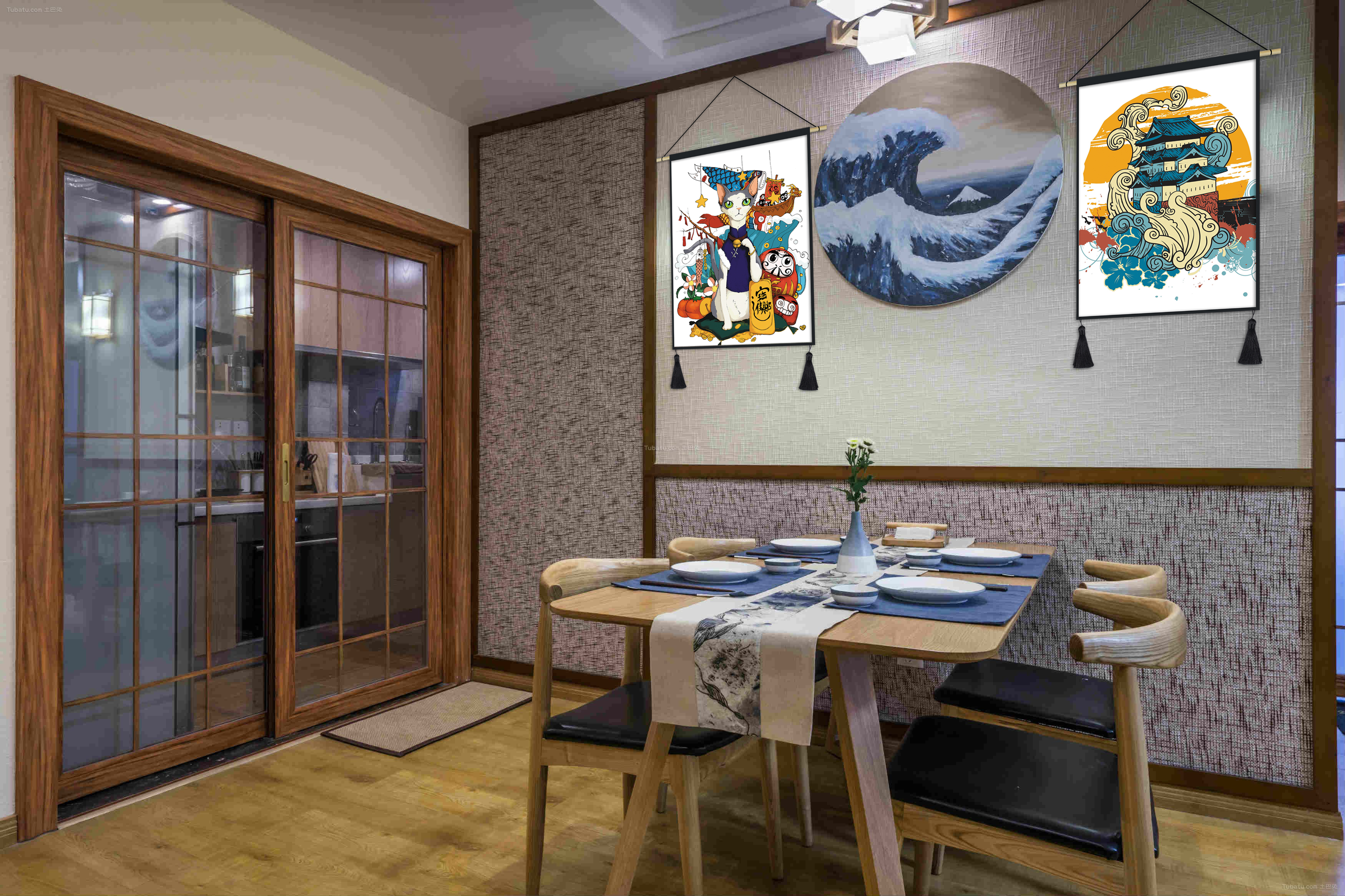 B & B trang trí Nhật Bản-phong cách thảm trang trí tấm thảm treo vải sushi nhà hàng tường tranh phòng ngủ phòng khách hiên treo bunting sơn