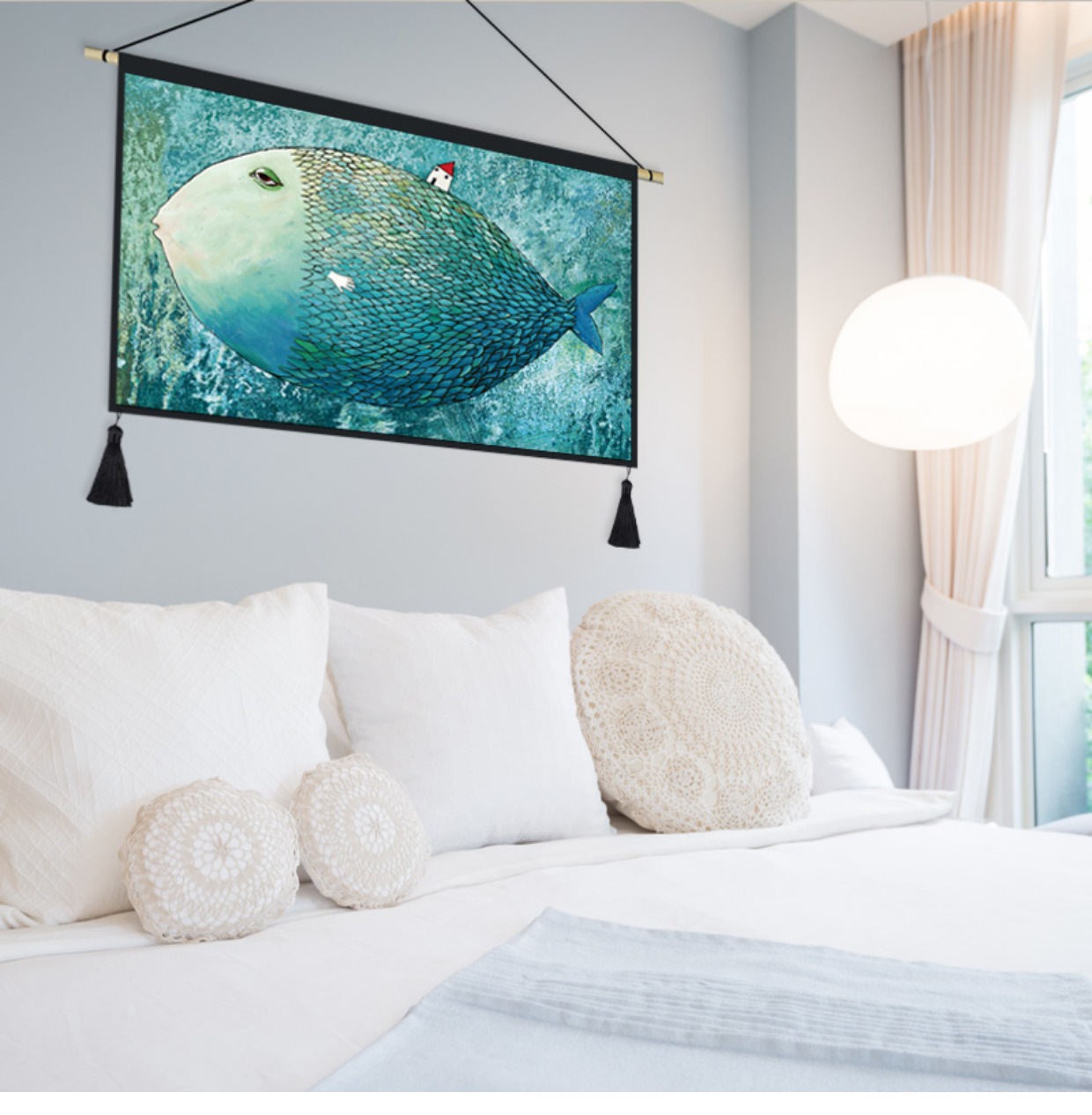 Tấm thảm Bắc Âu in tranh treo vải phòng ngủ đầu giường nền tường vải tấm thảm mét hộp bìa tranh động vật thảm treo tường decor