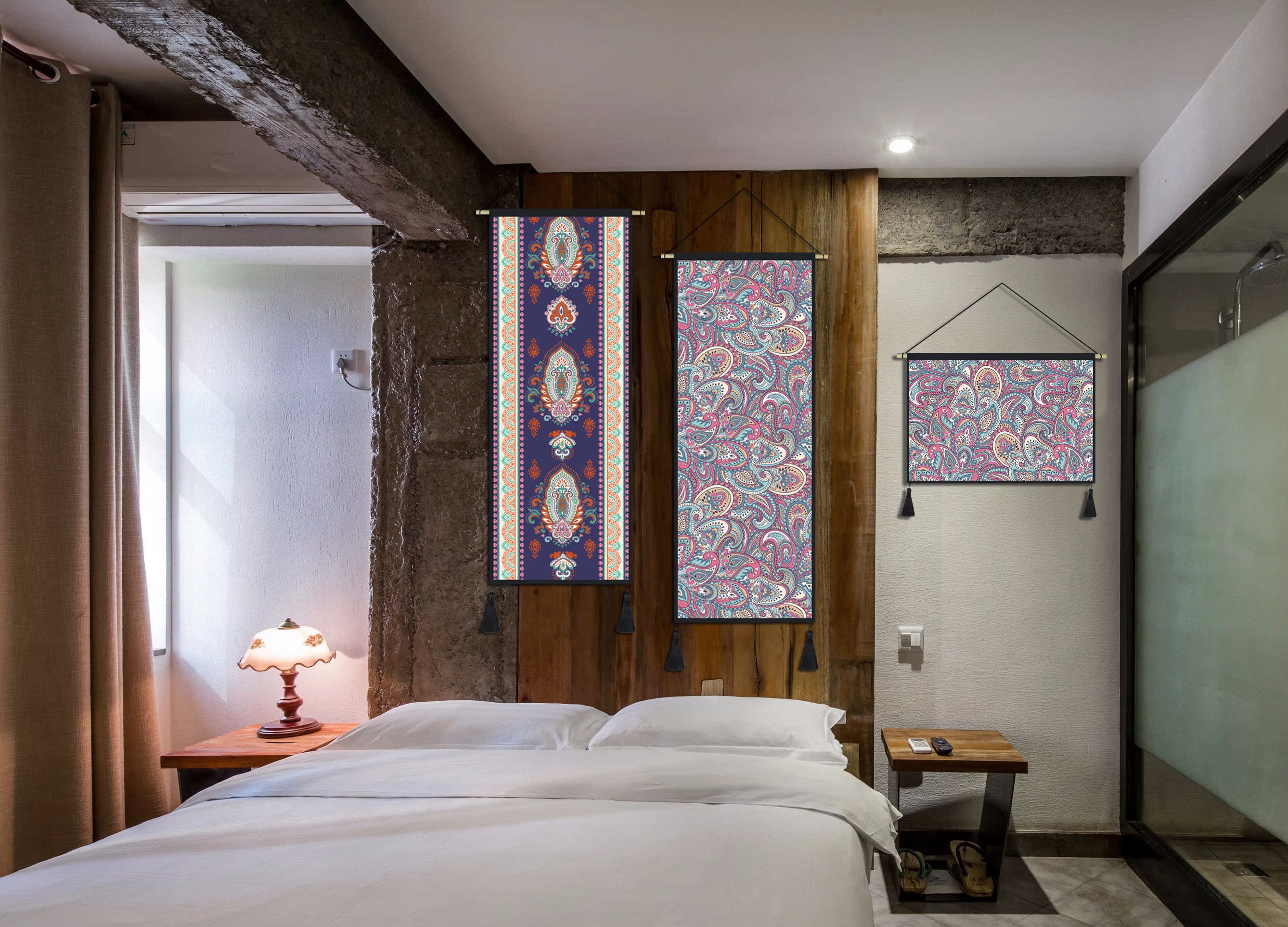 Phong cách dân tộc B & B trang trí Tấm thảm trang trí bằng vải sơn phòng ngủ cạnh tường phòng khách treo vải tấm vải treo tường