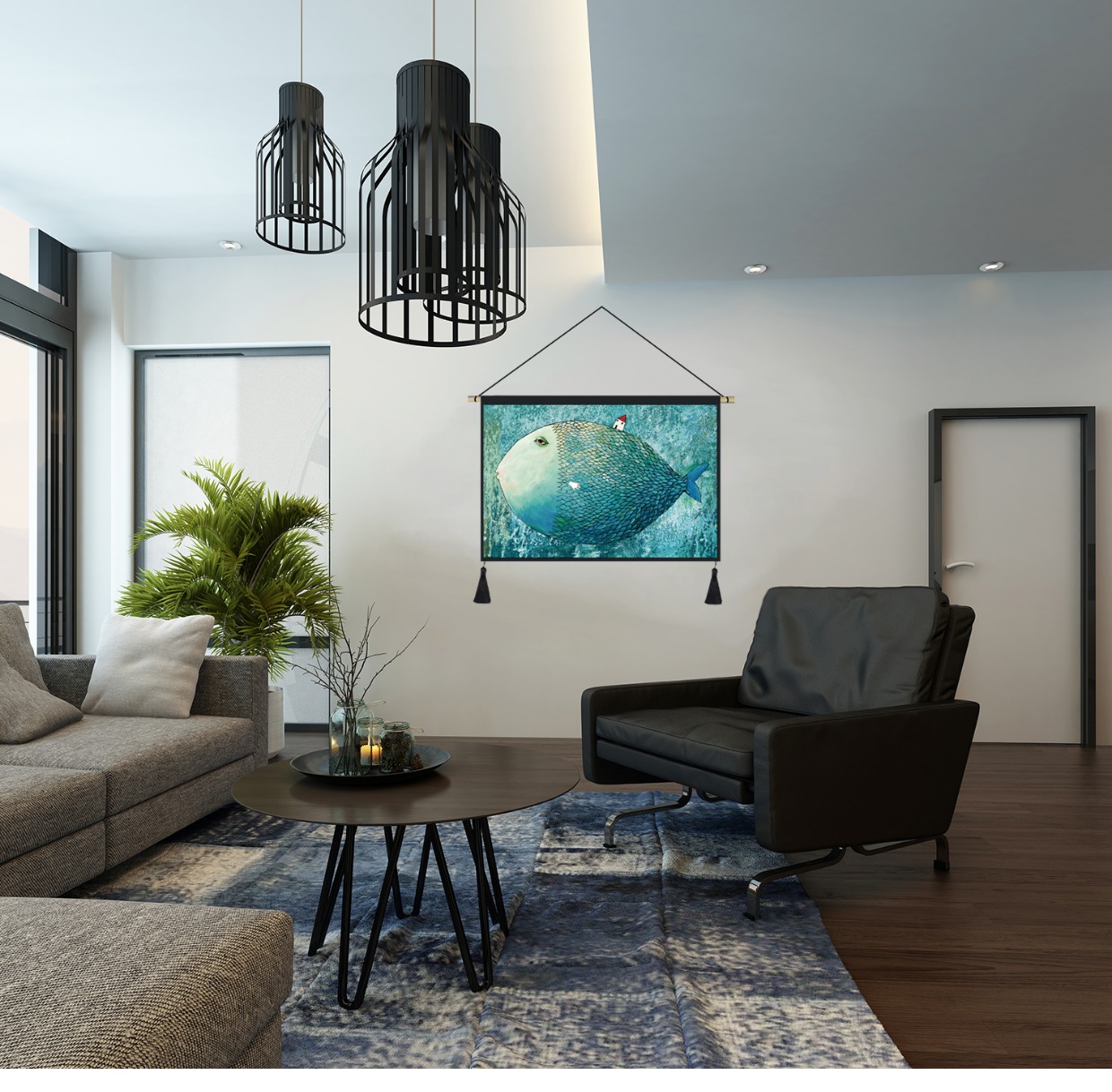 Tấm thảm Bắc Âu in tranh treo vải phòng ngủ đầu giường nền tường vải tấm thảm mét hộp bìa tranh động vật thảm treo tường decor