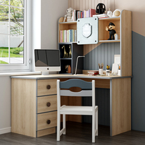 Childrens corner desk combination boy home bedroom girl single desktop writing computer desk with bookshelf l type