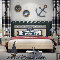 Childrens bed boy single bed 1 5 Nordic modern minimalist American kids bedroom suite boy bed