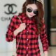 格子衬衫女长袖韩范学院风春秋新款女装 大码百搭打底衬衣女