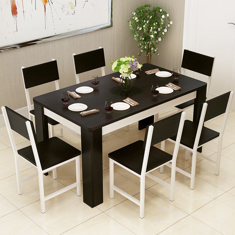 Simple modern combination table 46 people dining table solid wood small household rectangular dining table