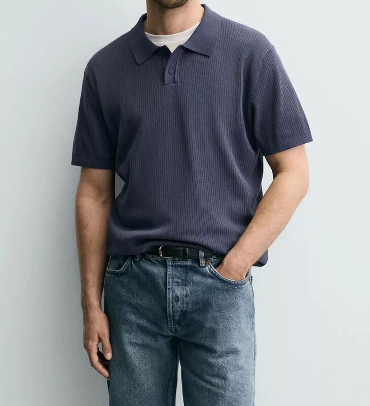 2026 Summer New Men's Clothing Loose Textured Knitted Lapel Short-Sleeved Polo Shirt T-Shirt 2142430 717