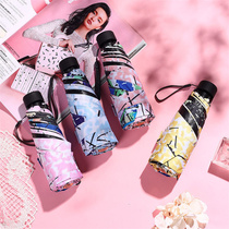 Japan CK Parasol Female Super Light mini black glue sunscreen UV capsule pocket umbrella sunny rain dual use