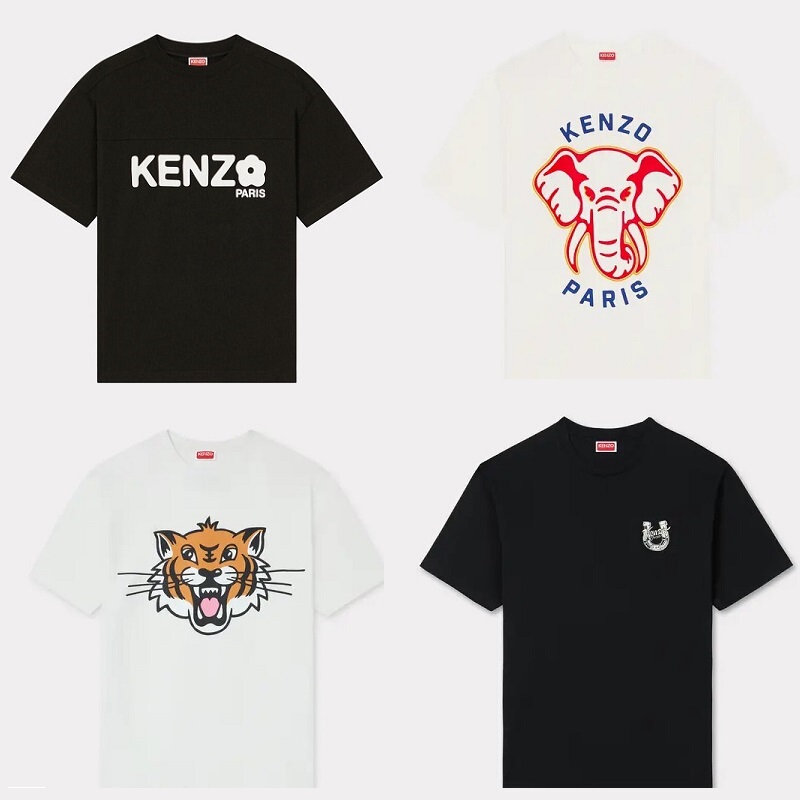 2026 Spring/Summer New Tiger Head Print Elephant Pattern Begonia Flower Pure Cotton T-Shirt Unisex Short Sleeve Orange Top