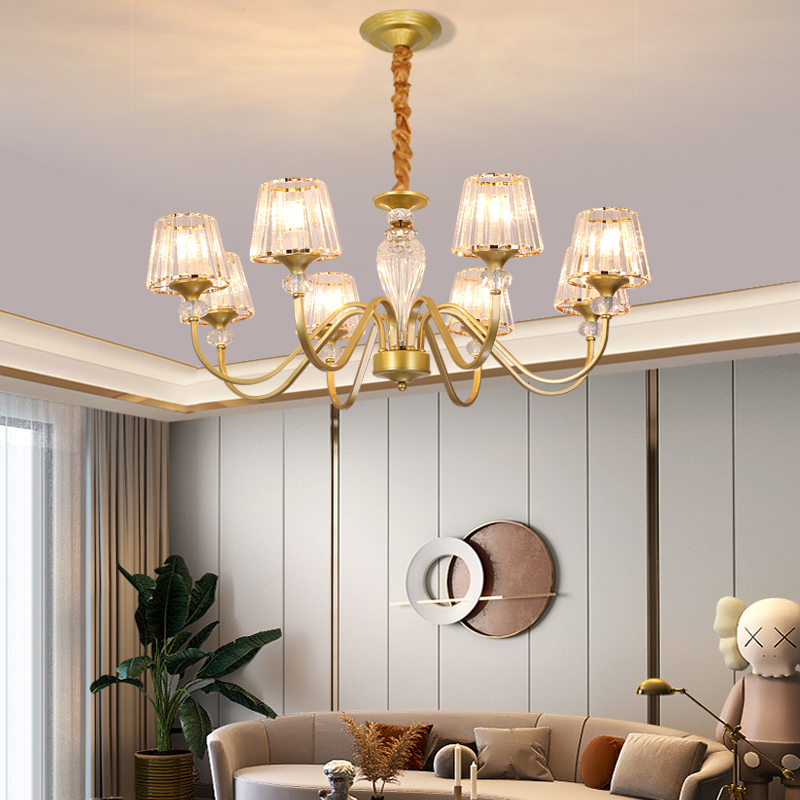 American-Style Light Luxury Chandelier, Gold Creative Bedroom Crystal Lamp, Dining Room 2024 New Model, Modern Simple and Elegant Living Room Lamp