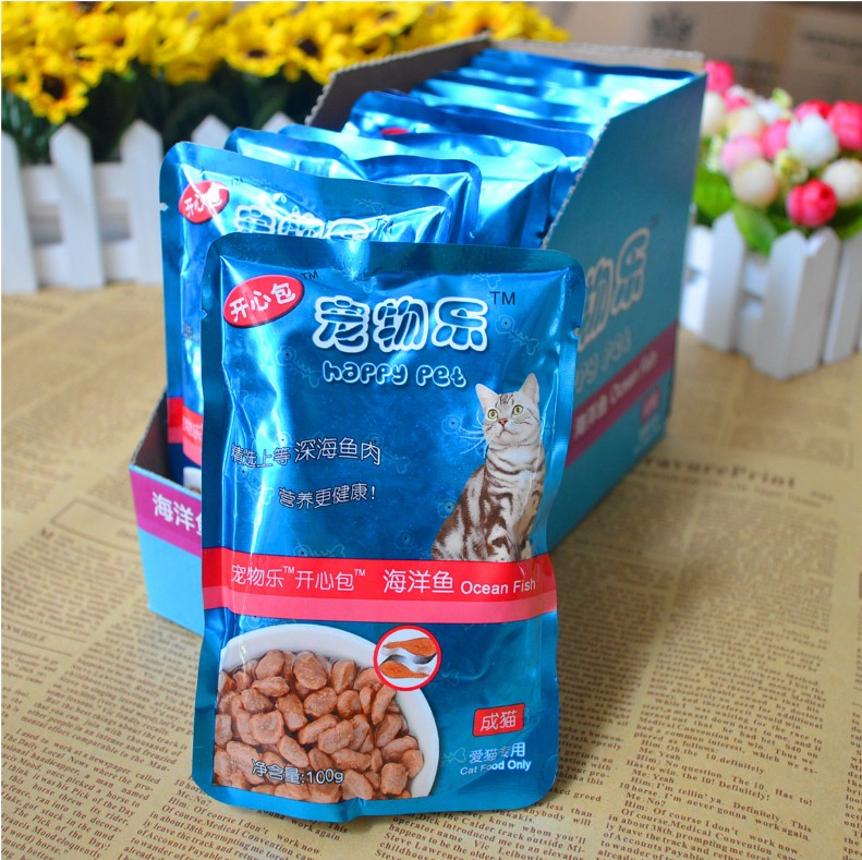 Pet Le Beef Ocean Fish Cá ngừ Cá nhỏ Cá vàng Thịt tươi Túi mèo Mèo đóng hộp Thức ăn ướt 100g hạt cho mèo con 2 tháng tuổi