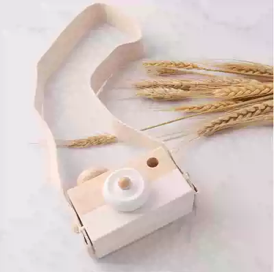 ins Super fire wooden children's toy camera home decoration model ornaments desktop photography props pendant cotton rope