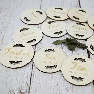 ins Nordic baby born English number birthday commemorative milestone card newborn full moon photography round