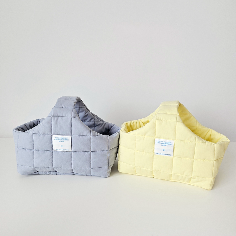 ins Korean-Style Quilted Padded Storage Basket Portable Clutch Bag Cosmetic Bag Organizer Simple Household Tote Bag