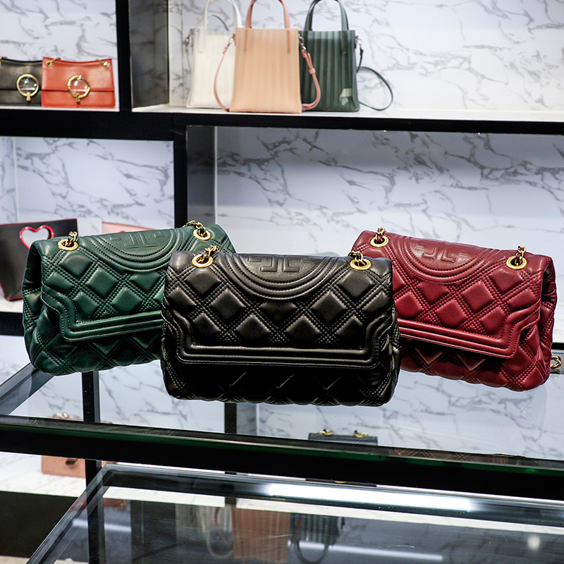 Hong Kong SFGDTB Genuine Leather Lady Bag Bag 2022 New Advanced Sensation Sheep Leather Bag Single Shoulder Inclined Satchel Double Chain Bag