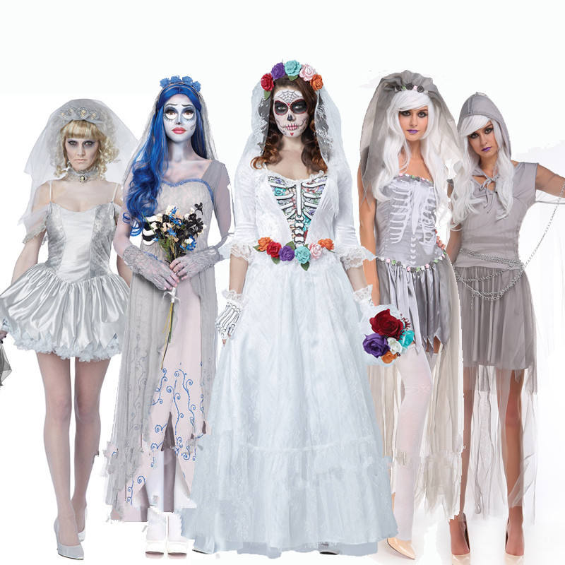 Hell Ghost Bride Wedding Dress Dry Corpse Vampire Walloween COS Party Costume Corner Play Uniform