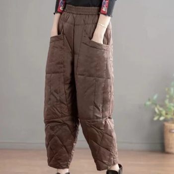 Plus Size Winter Super Thick down Pants for Women Minus 40 Degrees 2023 New Velvet Thickeneded Women's Outer Wear Loose Cotton Pants