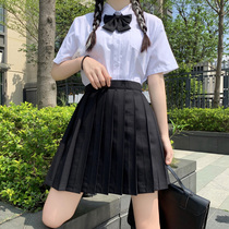 Summer short sleeve jk uniform skirt genuine basic black pleated skirt set full set of Japanese academic style two-piece set